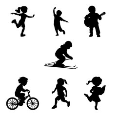 Vector Silhouette of Childish Dynamic Pose