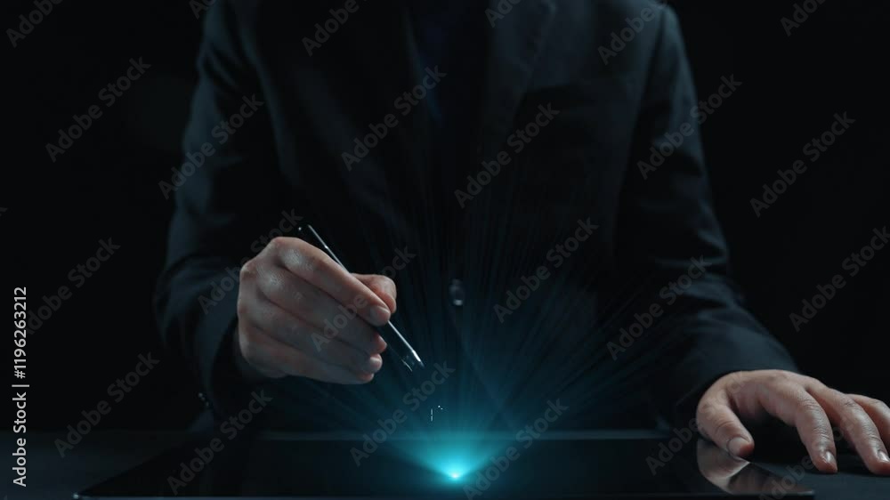 Poster human interact with ai artificial intelligence virtual assistant chatbot in concept of ai artificial