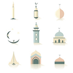 A set of icons a minimalist Eid Al-Fitr