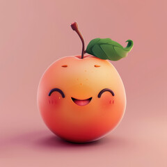 Cute Peach Mascot with Rosy Cheeks and Big Smile Illustration