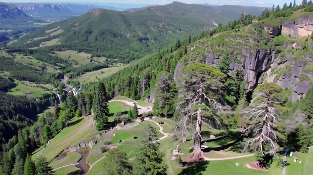 Saut du doubs waterfall and cliffs in the jura mountains, france
