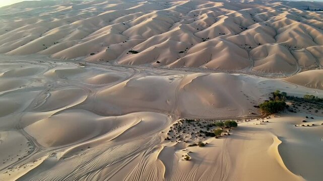 Khongor sand dunes, gobi desert, mongolia, aerial view