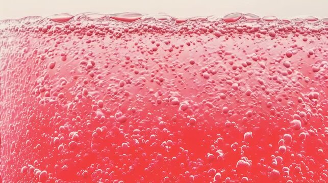 Close-up fizzy pink drink bubbles