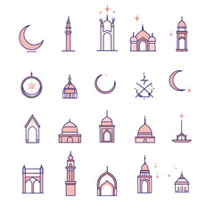 A set of icons a minimalist Eid Al-Fitr