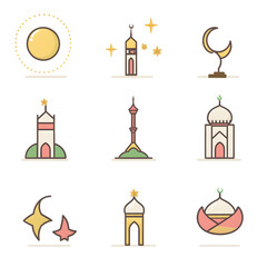 A set of icons a minimalist Eid Al-Fitr
