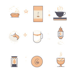A set of icons a minimalist Eid Al-Fitr
