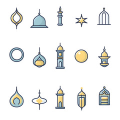 A set of icons a minimalist Eid Al-Fitr