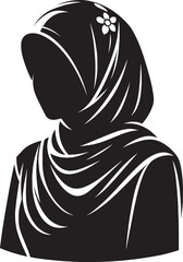 Black hijab silhouette icon vector illustration isolated on a white background