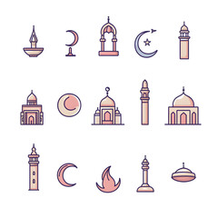 A set of icons a minimalist Eid Al-Fitr