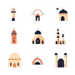 A set of icons a minimalist Eid Al-Fitr