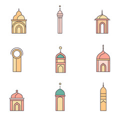 A set of icons a minimalist Eid Al-Fitr