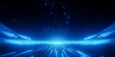 Abstract Blue Technology Background with Lights