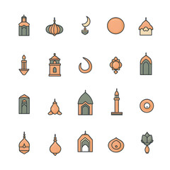 A set of icons a minimalist Eid Al-Fitr