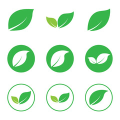 Leaf set graphic design logo template
