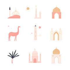 A set of icons a minimalist Eid Al-Fitr
