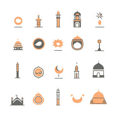 A set of icons a minimalist Eid Al-Fitr
