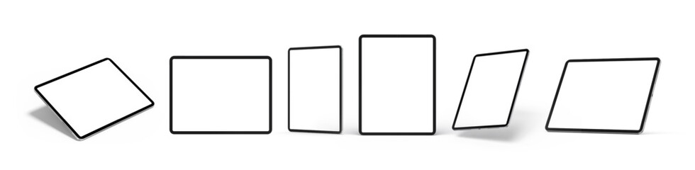 Realistic Tablet Mockup Collection in Multiple Angles | Fully Editable | Blank Screen | Isolated Background  and Shadow
