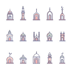 A set of icons a minimalist Eid Al-Fitr