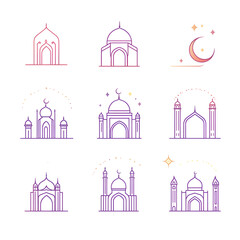 A set of icons a minimalist Eid Al-Fitr