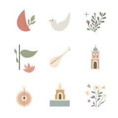 A set of icons a minimalist Eid Al-Fitr