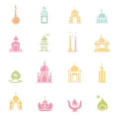 A set of icons a minimalist Eid Al-Fitr
