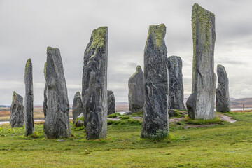 Scotland, Hebrides. Isle of Lewis, Callanish. Callanish (Calanais) Stones. Neolithic era standing...