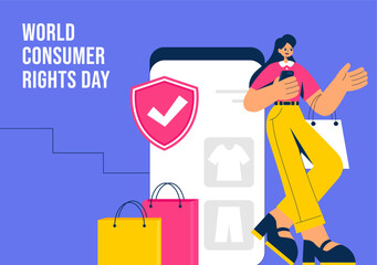 Hand-Drawn Social Media Background Design for Consumer Rights Day Celebrations