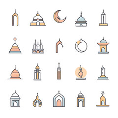 A set of icons a minimalist Eid Al-Fitr