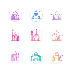 A set of icons a minimalist Eid Al-Fitr