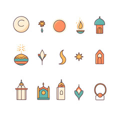 A set of icons a minimalist Eid Al-Fitr