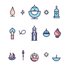A set of icons a minimalist Eid Al-Fitr
