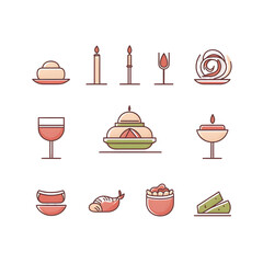 A set of icons a minimalist Eid Al-Fitr