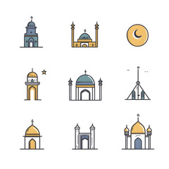 A set of icons a minimalist Eid Al-Fitr