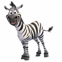 Cheerful Cartoon Zebra with Black and White Stripes Smiling