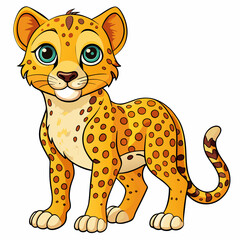 cheetah  cartoon isolated on white