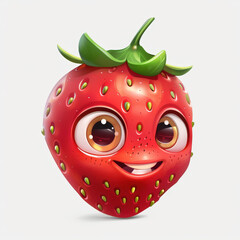 Obraz premium Friendly Strawberry Mascot with Big Eyes Smiling Cheerfully