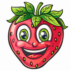 Obraz premium Friendly Strawberry Mascot with Big Smiling Eyes and Bright Colors