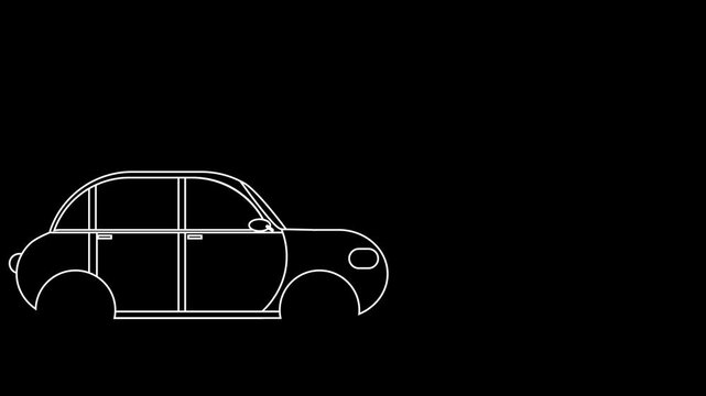 Welcome greeting with black and white car slide animation. Motion graphic vector design.
