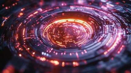 Obraz premium Abstract Futuristic Technology: Glowing Neon Circuits