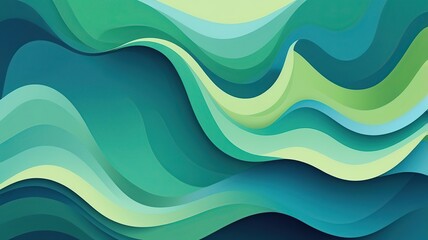 Soft and fluid wave-like patterns in a calming gradient of green and blue.