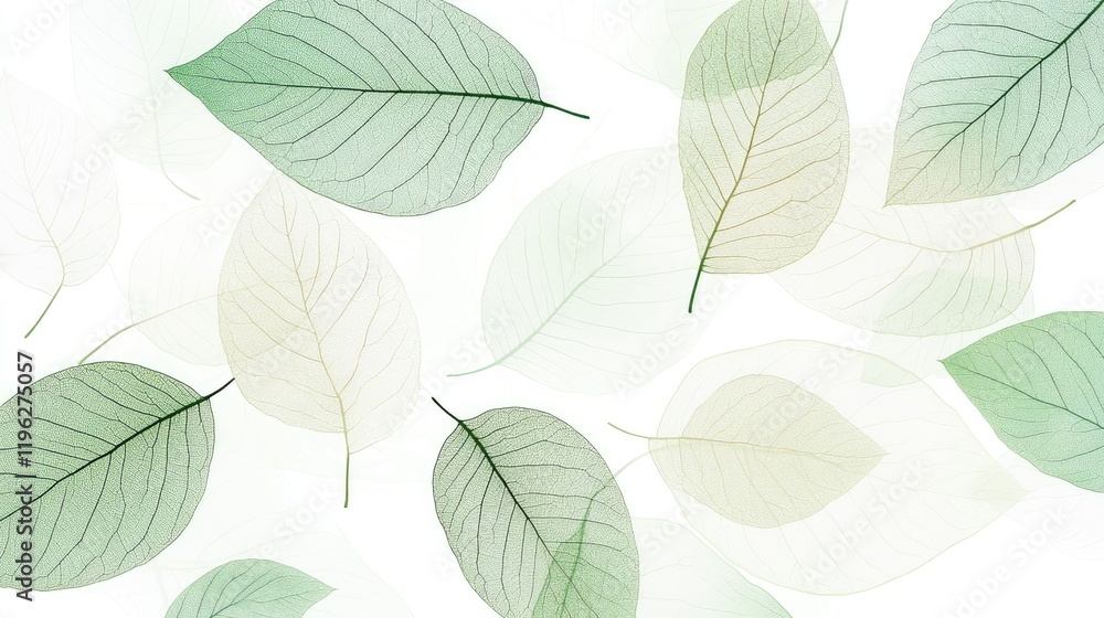 Fototapete a clean and vibrant banner design featuring intricate leaf patterns in different shades of green on 
