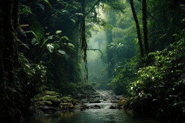 Obraz premium Rainforest vegetation outdoors woodland.