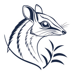 Obraz premium An elegant Chevrotain aka Mouse Deer head silhouette icon set against a clean white background.