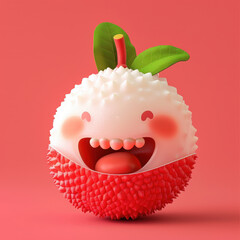 Joyful Lychee Mascot with Rough Red Exterior and Happy Expression