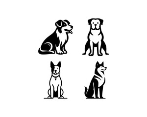 Set of Dog Logo Design Icon Symbol Vector Template.