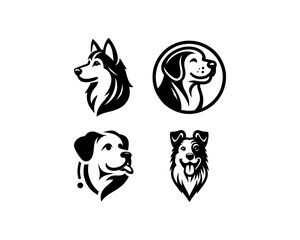 Set of Dog Logo Design Icon Symbol Vector Template.