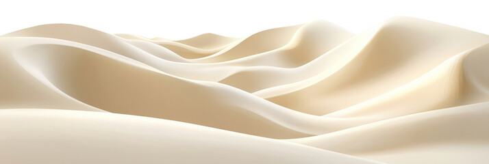 Obraz premium Surreal desert waves, 3D rendering of sand dunes with soft curves and smooth lines, light brown color scheme, generative AI