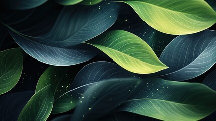 Obraz premium Minimal eco abstract design with subtle shapes, vibrant green light, and organic patterns