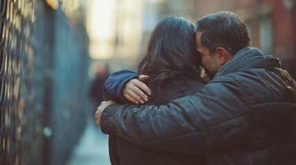 A person walking out of jail, embracing family members as they are released.