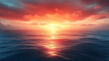 Fototapeta premium Vibrant sunset over calm ocean. (12)